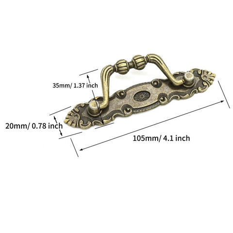 Bronze Drawer Pulls Set of Six 105mm Length Vintage Style Cabinet Handles for Dresser Box Furniture Metal Hardware with Screws