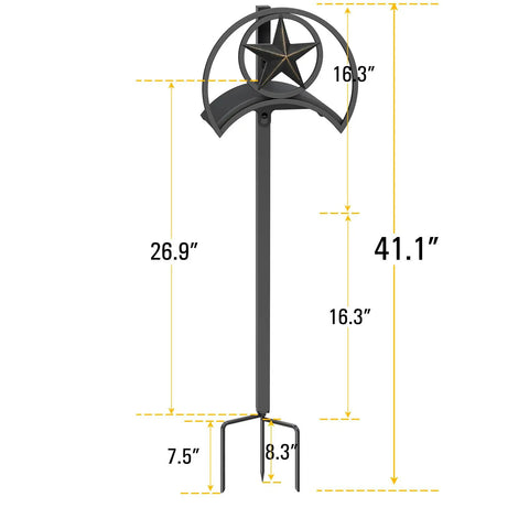 Garden Hose Holder Wall Mount With Star Decor Heavy Duty Gauge Steel Hose Reel Holds 125 Feet Of Five Eighths Inch Hose Rust And Weather Resistant