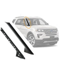 Windshield A-pillar trim molding set in black for 2011–2019 Ford Explorer, front outer & inner passenger side.