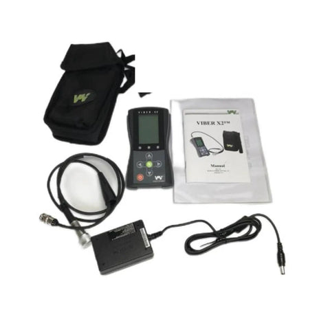 X2 Digital Vibration Meter For Industrial Machinery And HVAC Maintenance, High Sensitivity Accelerometer Lets You Read Acceleration, Velocity, And Displacement Accurately On Tough Jobs, with probe, cable, case, and manual