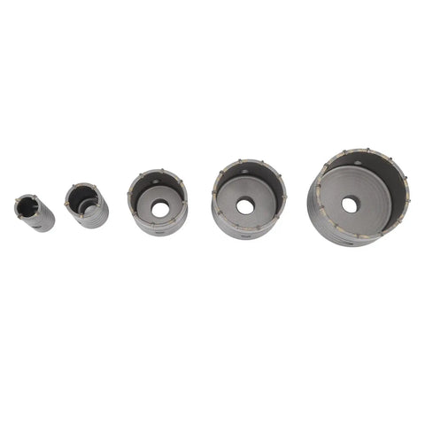 Heavy Duty 9 Piece Concrete Hole Saw Drill Bit Kit With Tungsten Carbide Cutters For Brick Stone Cement Walls And Pipe Installations Using Sds Plus Shank Adapter For Serious DIY Contractors, set of masonry hole saws