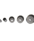 Durable 9 Pcs Concrete Hole Saw Drill Bit Kit With Tungsten Steel Core For Brick And Stone Projects Covering Sizes From 30 Mm To 100 Mm Perfect Tool To Make Big Holes Fast And Efficient On Hard Surfaces, five hole saw bits