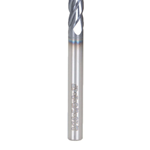 Carbide end mill drill bit, 3/16 in, 4-flute, square-nose, straight shank, 2 in overall length