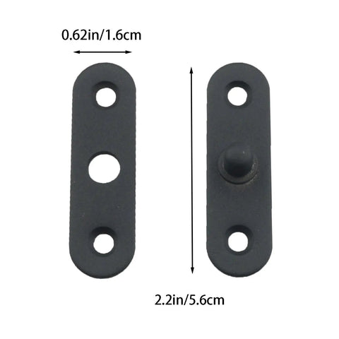 Heavy Duty Rock Solid Black Stainless Steel Pivot Hinges With Screws And Metal Brackets For Doors Windows And Cabinets Provides Smooth 360 Degree Swivel Motion showing two metal brackets measuring 2.2in.