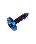 Beefy Titanium Grade 5 Self Tapping Torx Head Motorcycle Bolt M5x20mm Burnt Blue Pack Of 4, side view with threaded design.