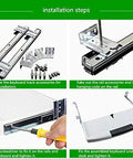 Installation steps for 14 Inch 350mm Keyboard Slide With Full Extension Ball Bearing Pullout Tray and components