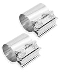 Stainless Steel Lap Joint Band Clamp 2.25 Inch Exhaust Clamp Set For Universal Pipe Repair And Car Accessories, close-up view