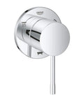 All-In-One 3-Way Shower Diverter Valve Trim Kit In Starlight Chrome, sleek round handle for shower, handheld, tub control