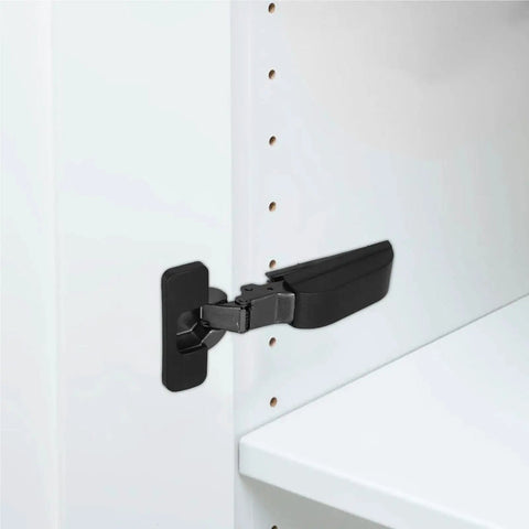 Hidden Cabinet Door Hinge With Silent Damping And Soft Close Premium Kitchen Hinge Set installed on a white cabinet