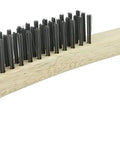 Hand Wire Scratch Brush With Curved Hardwood Handle And .012 Carbon Steel Fill, 3 By 19 Rows, side view against white background