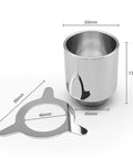 Rock Solid Stainless Steel Pour Over Coffee Dripper With Fine Mesh Metal Filter For Zero Paper Nonsense And Camp Ready Brewing showing size specifications.