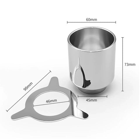 Rock Solid Stainless Steel Pour Over Coffee Dripper With Fine Mesh Metal Filter For Zero Paper Nonsense And Camp Ready Brewing showing size specifications.
