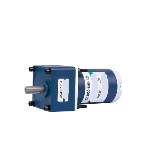 Compact 12V 24V DC Motor With Gear Reduction And Adjustable Speed For Small Conveyor Belts, side view showing motor details.