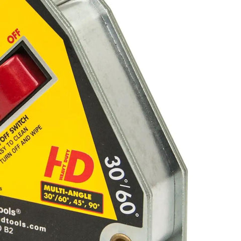 Close-up of the Adjust O Heavy Duty Magnetic Square With On Off Switch For Metalworking 65 LB Pull Ideal For 45 And 90 Degree Setup