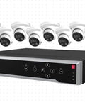 Hella Crisp 8Mpx Turret Security Cameras 8 Pack Plus 16 Channel NVR with AI tracking and 56TB storage system.