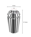 Front view of ER16 Spring Collet Set 1 Eighth Inch 1 Quarter Inch 5 Sixteenths Inch 3 Eighths Inch Beefy Grip High Precision