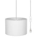 Plug And Play Pendant Light With Smart Color Changing Bulb And Wireless Remote Hanging Lamp For Farmhouse Decor game changer lighting detail of white linen shade and cord