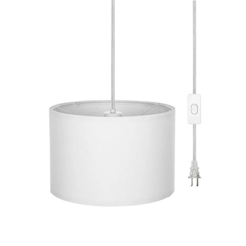 Plug And Play Pendant Light With Smart Color Changing Bulb And Wireless Remote Hanging Lamp For Farmhouse Decor game changer lighting detail of white linen shade and cord