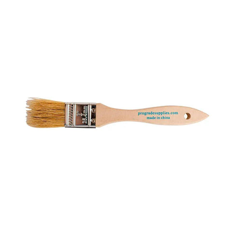 Pro Level 1 Inch Disposable Chip Brushes With Solid Glued Handles For Smooth Paint And Stain Jobs No Sweat Cleanup Perfect For Quick Touch Ups And Fine Trim Work Heavy Duty 36 Pack For Handy Home Projects showing natural bristles and wooden handle.
