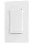 Slick Touch Dimmer Switch For Led And Halogen Lighting Single Pole And Three Way Setup Requires Neutral Wire Ul Certified Includes Wall Plate No Sweat Wiring Buttery Smooth Brightness Glide Matte White Finish, close-up view of matte white design.