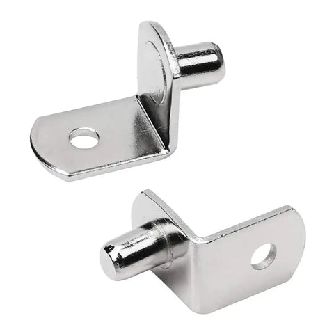 Heavy Duty Shelf Brackets For Cabinets And Shelves, Sturdy Metal Support Pins, solid steel L-shaped brackets, close-up view