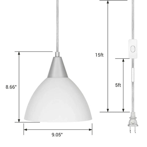 Adjustable Pendant Light With 15 Foot Cord And On Off Switch Frosted White Shade Ceiling Lamp For Living Room Bedroom Dining Hall Easy Install Plug In Ceiling Lighting Pack Of 2