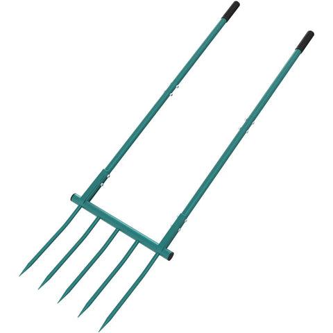 Heavy Duty 5 Tines Broad Fork Garden Tool, 55 Inch Long U Shaped Hand Tiller, 20 Inch Wide For Cultivating And Aerating Clay Soil