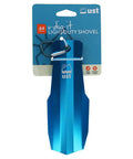 Ultra Lightweight Hand Shovel for Camping and Hiking in packaging, blue, 7075T6 aluminum, includes carabiner