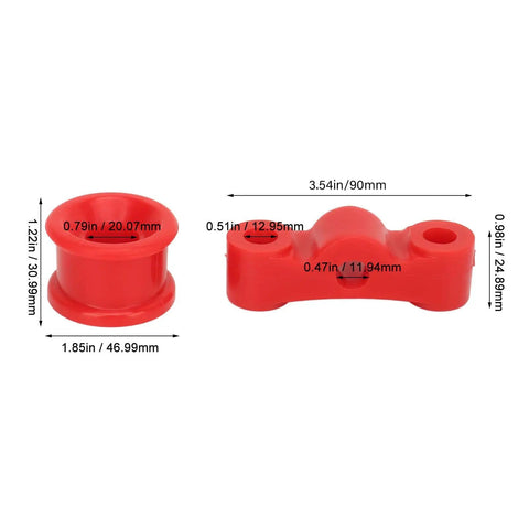 Red Metal Rubber Shift Linkage Bushings Kit Upgrade for CRX B Series Swap 1988 to 2000 and Integra 1990 to 2001 with dimensions