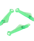 Three green fish-mouth needle threaders arranged in a triangle. 10 Pack Fish Mouth Needle Threaders For Sewing Machines Hordion Self Threading Quick Loop Tool For Easy Threading Compact 1.18 Inch Handy Portable Pack Must Have For Home Sewing, Quilting, And Craft Projects.