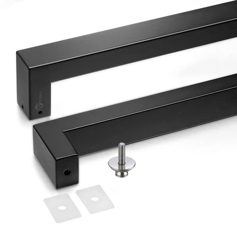 12 Inch Heavy Duty Stainless Steel Door Handle With Solid Standoffs, Rectangle Push-Pull Design, SUS 304 Matte Black, R3825, Tough As Nails Built To Last For High-Traffic Commercial Doors, pair with hardware