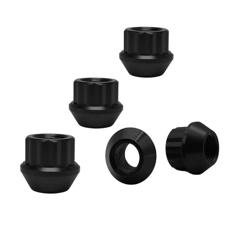 Beefy Titanium Lug Nuts Set 20 PC 12 Point Stud Lock M12x1.5 And M14 Threads Open End Black Ti GR5 6AL4V Aerospace Grade