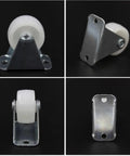 12 Pcs White PP Nylon Caster Wheels, 1 Inch Floor Protecting Office, showcasing durable wheels from various angles.