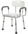 Shower Chair For Seniors With Wide Seat And Easy Assembly, Adjustable Height, Non Slip Bath Stool, Aluminum Frame