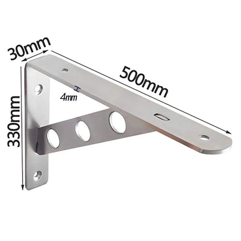 Heavy Duty Stainless Steel Shelf Brackets for Wall Mounted Corner Support L shaped brace dimensions 30mm by 500mm by 330mm.