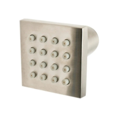 HomeStock Modern Square Solid Brass Shower System with Wall Mount Installation and Brushed Nickel Finish showerhead close-up
