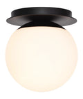 Matte Black Modern Globe Wall Sconce 1 Light With Opal Glass Shade for Bedroom Bathroom Living Room Hallway Vanity Lighting