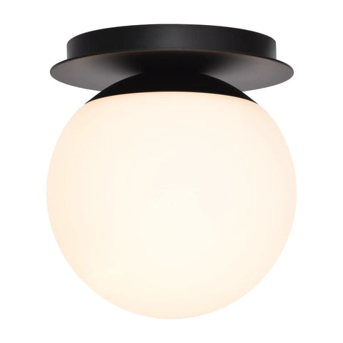 Matte Black Modern Globe Wall Sconce 1 Light With Opal Glass Shade for Bedroom Bathroom Living Room Hallway Vanity Lighting