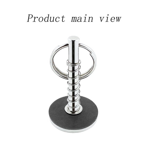 Front view of marine-grade stainless steel hatch cover pull handle with spiral spring and circular base.