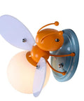 Bee Shaped Kids Wall Light With Glass Shade Cute Sconce For Girls And Boys Bedroom Hardwired Night Light UL Listed Socket