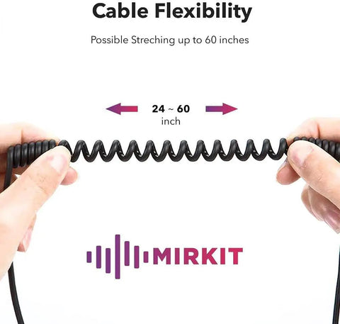 Hands stretching cable of Rugged Dual PTT Baofeng Speaker Mic for UV-82 Series and UV-5R Radios, showing flexibility and length.