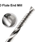 Carbide end mill for CNC router, 1/8 in shank, 1/16 in cutting dia, 12 mm cutter length, up-cut single flute