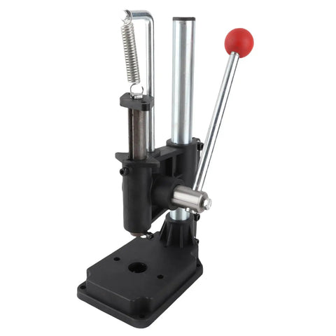 Heavy Duty Manual Press Punching Machine For Metal And Thick Leather With Adjustable Height Slider And 20Mm Die For Pro DIY Craft Hardware Processing Big Base side view showing sturdy design and adjustable components.