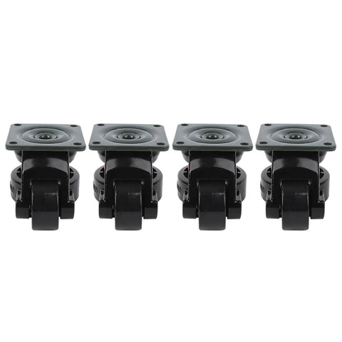 Heavy Duty Leveling Caster Set Rock Solid Adjustable Metal Composite Wheels Four Pack on a white background.