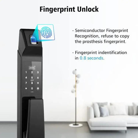 Level Up Your Home Safety With This Hassle Free Automatic Smart Door Lock Featuring Quick Fingerprint Scan Electronic Password Keyless Entry And M1 Card Access Plus Reliable Power Source