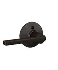 F10 LAT 716 Latitude Door Lever Hall And Closet Passage Lock Aged Bronze Finish side view on white background
