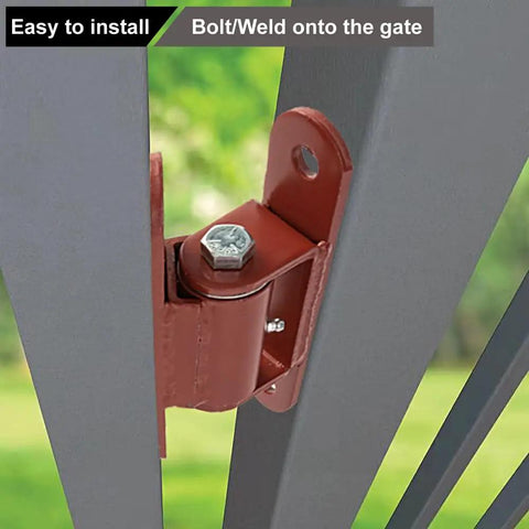 Heavy Duty 7 Inch Gate Hinges With Needle Roller Bearings, Bolt On To Gate And Post, Driveway And Pedestrian Gate Hardware, 2150P Lubricable Hinges, Sold As A Pair on gray metal gate