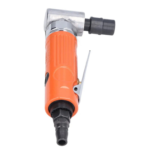 Professional Heavy Duty 3/8 Inch Right Angle Air Die Grinder Packing Serious 20000 RPM with orange grip and metal angle head.