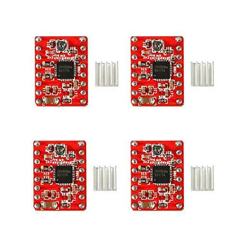 Four A4988 driver modules with radiator heatsinks for 3D Printer CNC Shield V3 Engraver Expansion Board Kit.