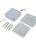 Components of Punch-Free No-Drill Automatic Sliding Door Closer 1200G With Quiet Auto Return, Easy Setup, white finish